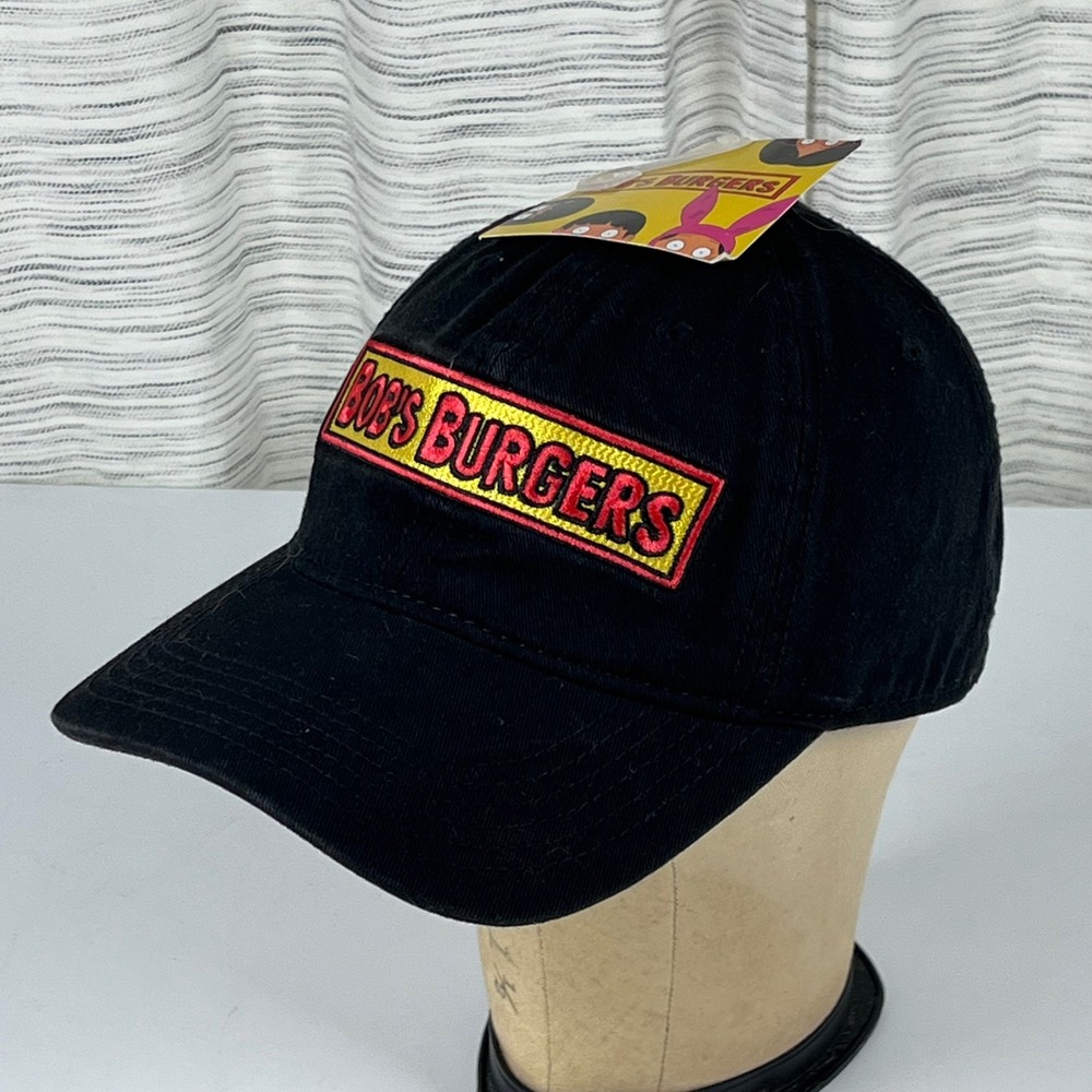 Bobs Burgers Black Baseball Cap Hat Embroidered Logo Ketchup Mustard Concept One
